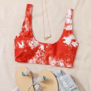 Red Tie Dye SHIEN Bikini Top Size S